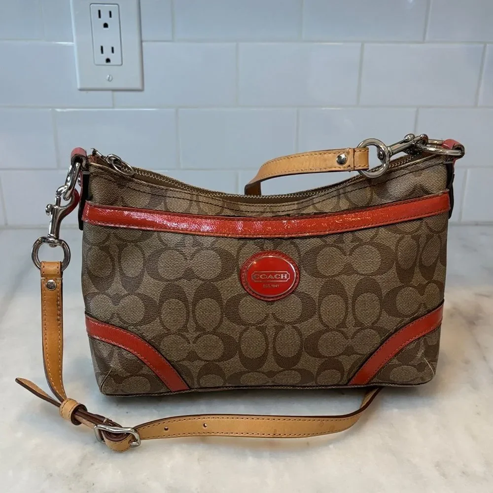 Coach Crossbody Purse Heritage Jacquard Logo Monogram Shoulder Bag Handbag - Picture 1 of 16